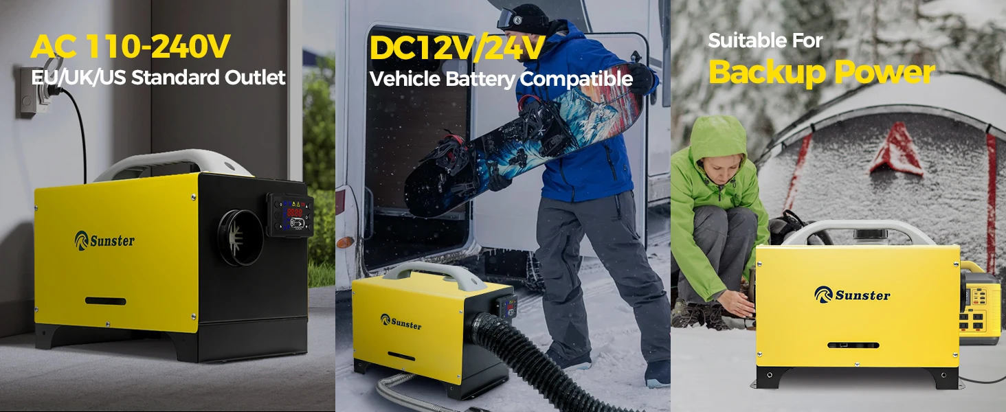 8KW Diesel-Luftheizung 12V 24V 220V, LCD-Panel & Fernbedienung All-in-One Standheizung mit Netzteil für Auto, Wohnmobil, Garage – Detail 4