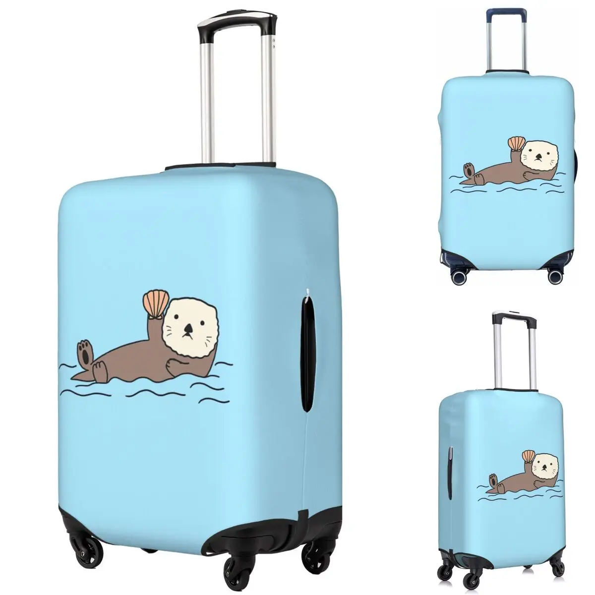

Cute Sea Otter Bucket Hat40 Suitcase Cover Protection Elastic Trip Luggage Protector Covers for 18-32 Inch