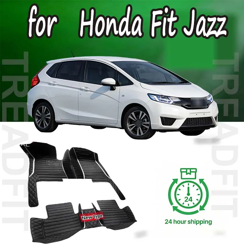 

LUXURY Floor Mats Car For Honda Fit Jazz Hybrid GP5 GP6 2014~2020 Waterproof Protection Floor Mat
