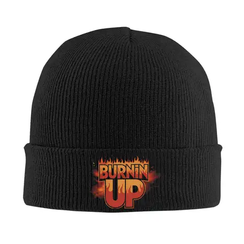 Burnin Up Funny Fire Flame Knit Hat  Cute Caps Men Women Unisex Kpop Beanie Hats Autumn Graphic Head Wrap Bonnet Hats