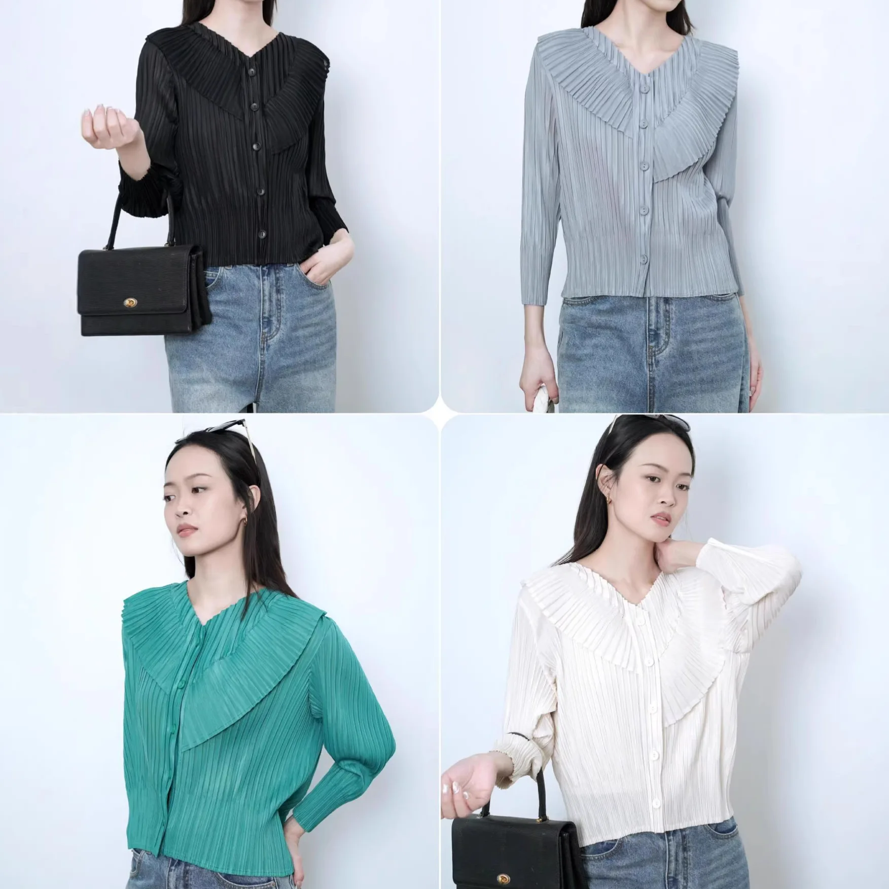 

Плиссированная блузка Miyake 2026: Новинка Весна-Лето, плиссированный дизайн с уникальным стилем, женская французская блузка-рубашка с плиссировкой