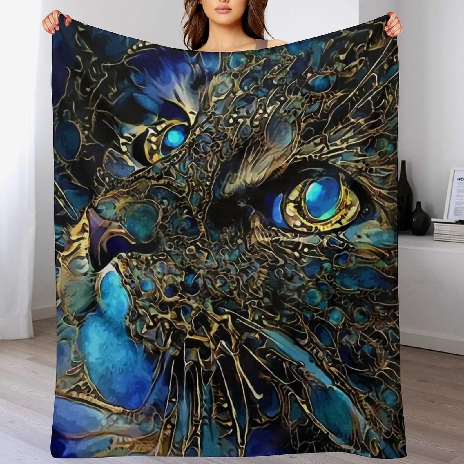 

Cat jewell -cat, chat, cat, lea roche paintings Throw Blanket Multi Use Warm Blanket for Living Room Bedroom