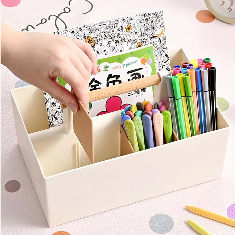 High Quality PP Pen Holder 8 Grids Adjustable Desktop Storage Box Large Capacity Durable Desktop Sundry Storage Basket Office