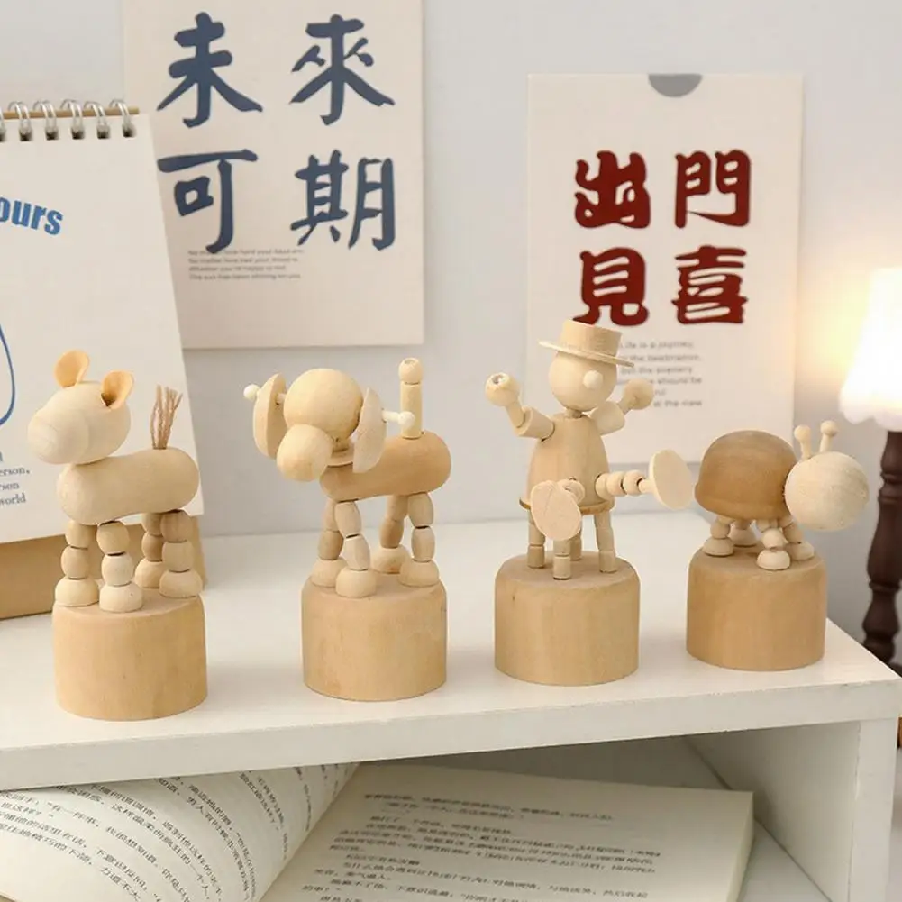 Wooden Finger Puppet Toy Cartoon Mini Desktop Movable Elephant Tiger Dog Puppet Figurine for DIY Home Party Decoration 95%
