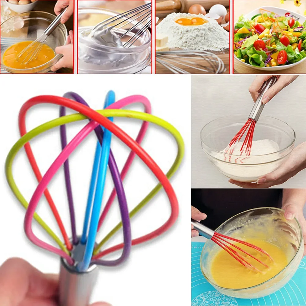 Multicolor 1 PC Kitchen Premium Silicone Whisk With Heat Resistant Non-Stick Silicone Whisk Cooking Tool Egg Beater String New