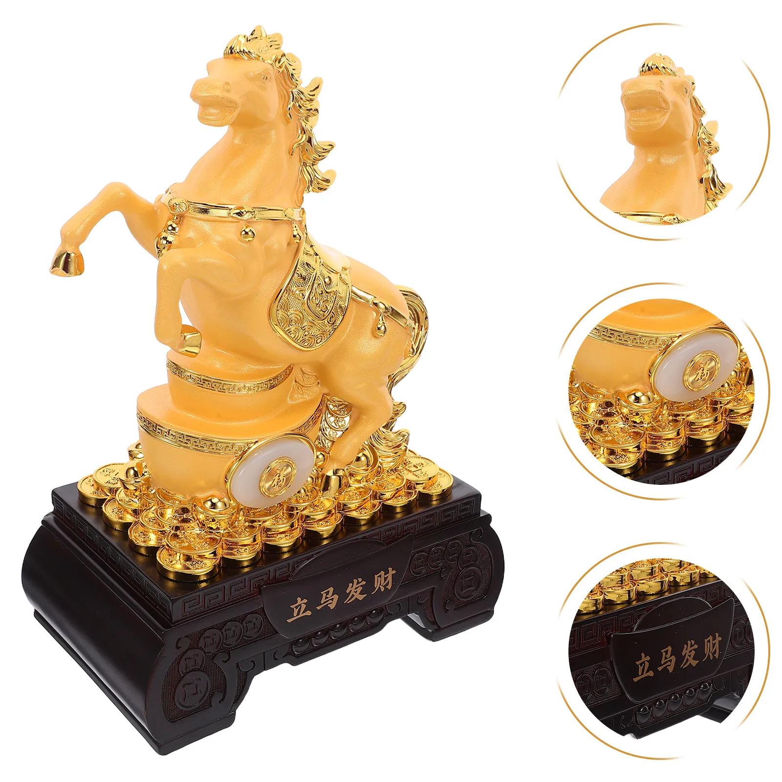 

Статуэтка Лошади 2026 года, из смолы, для фэн-шуй, приносящая удачу и богатство, украшение для стола, полки, приборной панели автомобиля, домашнего офиса, китайский декор