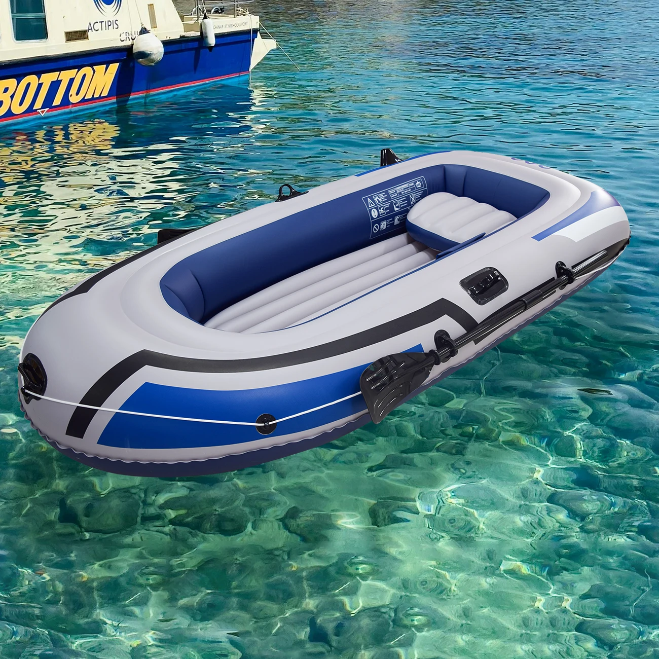 1PC opblaasbare boot, zwembad meer vlotter vlot voor volwassenen, draagbare vissersboot vlot voor meer met roeispanen handpomp