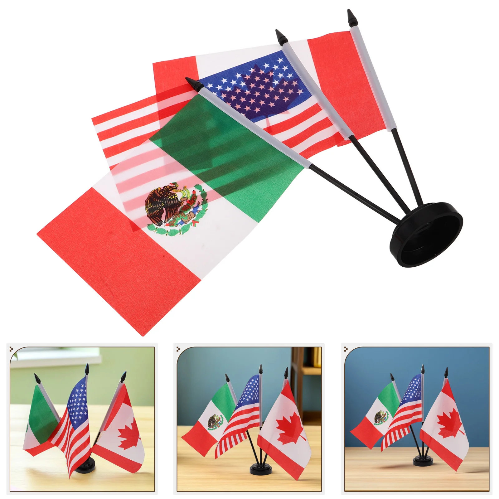 

2 set Miniature Table Flags Set Usa Canada Mexico Desktop Decoration For Office Meeting Events Small Table Flag Black