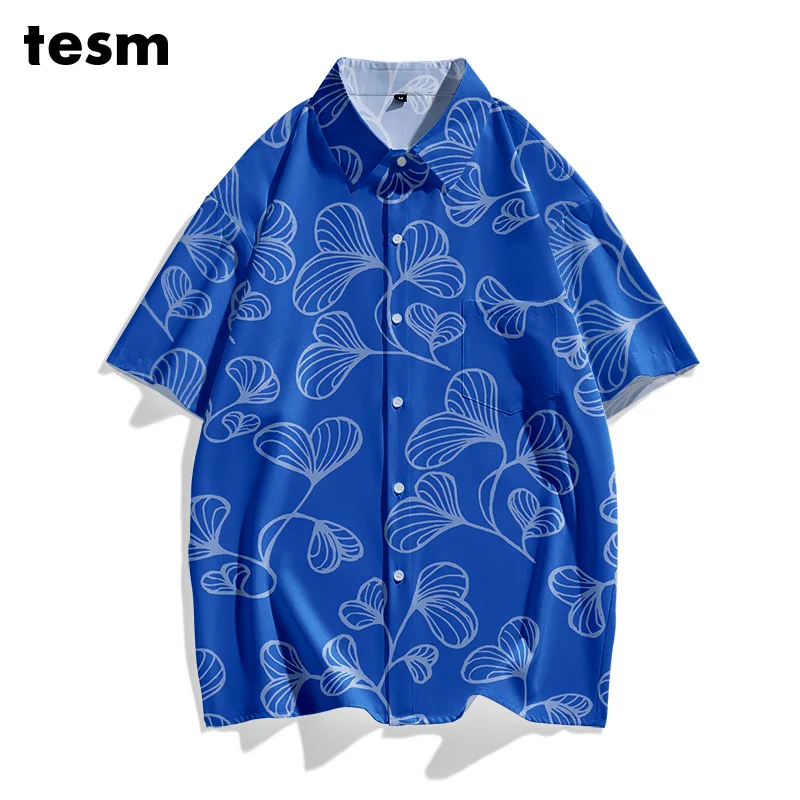 

TESM Мужская красочная рубашка в горошек с коротким рукавом, свободная посадка, повседневные летние пляжные гавайские рубашки, уличная одежда, топ для прогулок для родителей и детей
