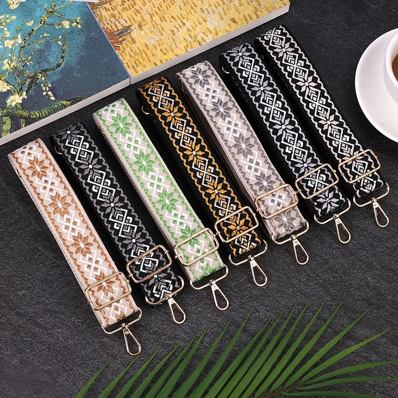 Retro Adjustable Wide Bag Strap Crossbody Shoulder Bag Strap Vintage Fashion Embroidery DIY Replacement Handles Bag Accessories