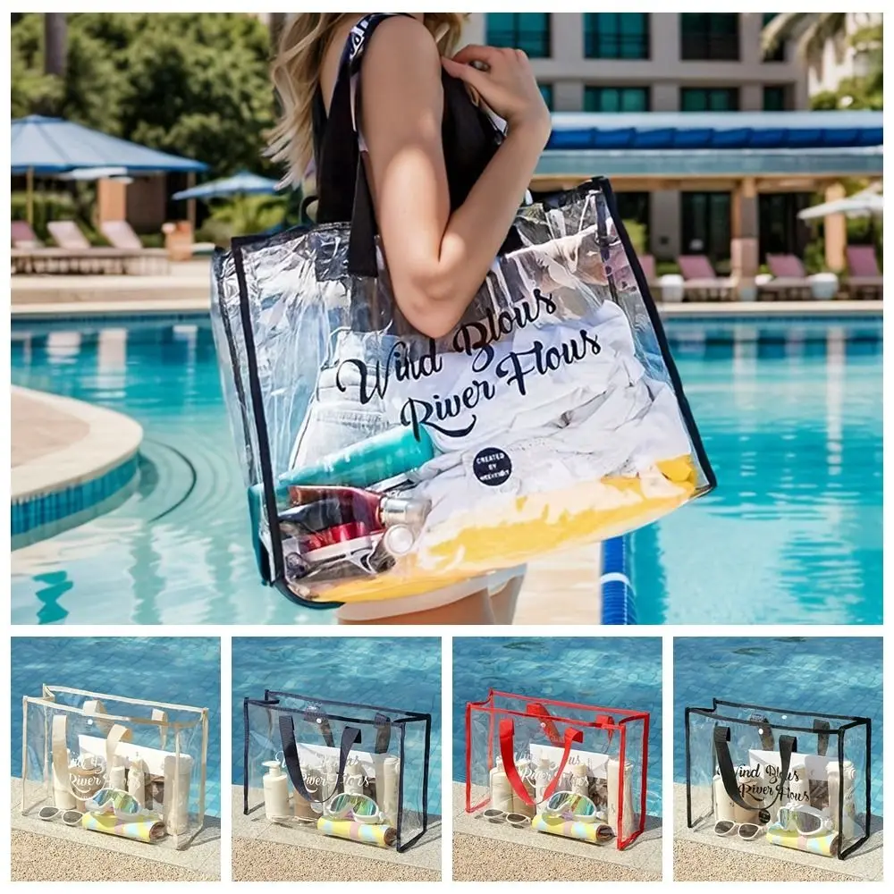 

PVC Transparent Makeup Bag Large Capacity Waterproof Swimming Storage Bag Beach Organizer Tote Bag Beach Handbag Swimming