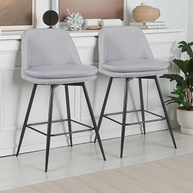 

2-Piece Set of Comfortable Bar Stools, Can Rotate 360 Degrees, Thickened Cushions, Stable and Sturdy, Suitable for Multiple Scenes