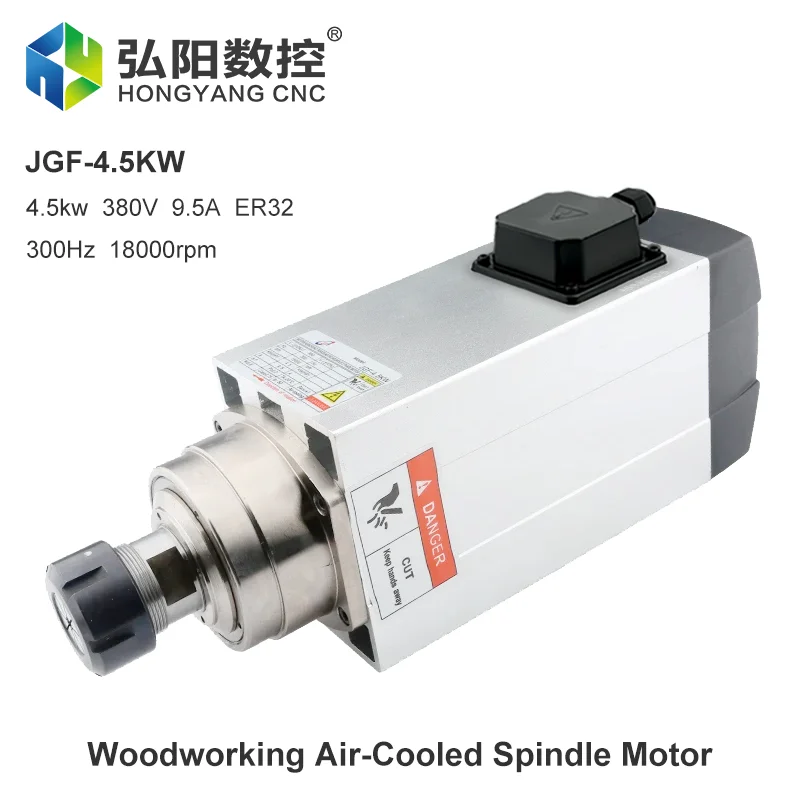 4.5kw ER32 محرك المغزل المبرد بالهواء 220 فولت/380 فولت مغزل مربع 4 محامل 18000 دورة في الدقيقة ، يستخدم لنقش آلة الطحن باستخدام الحاسب الآلي