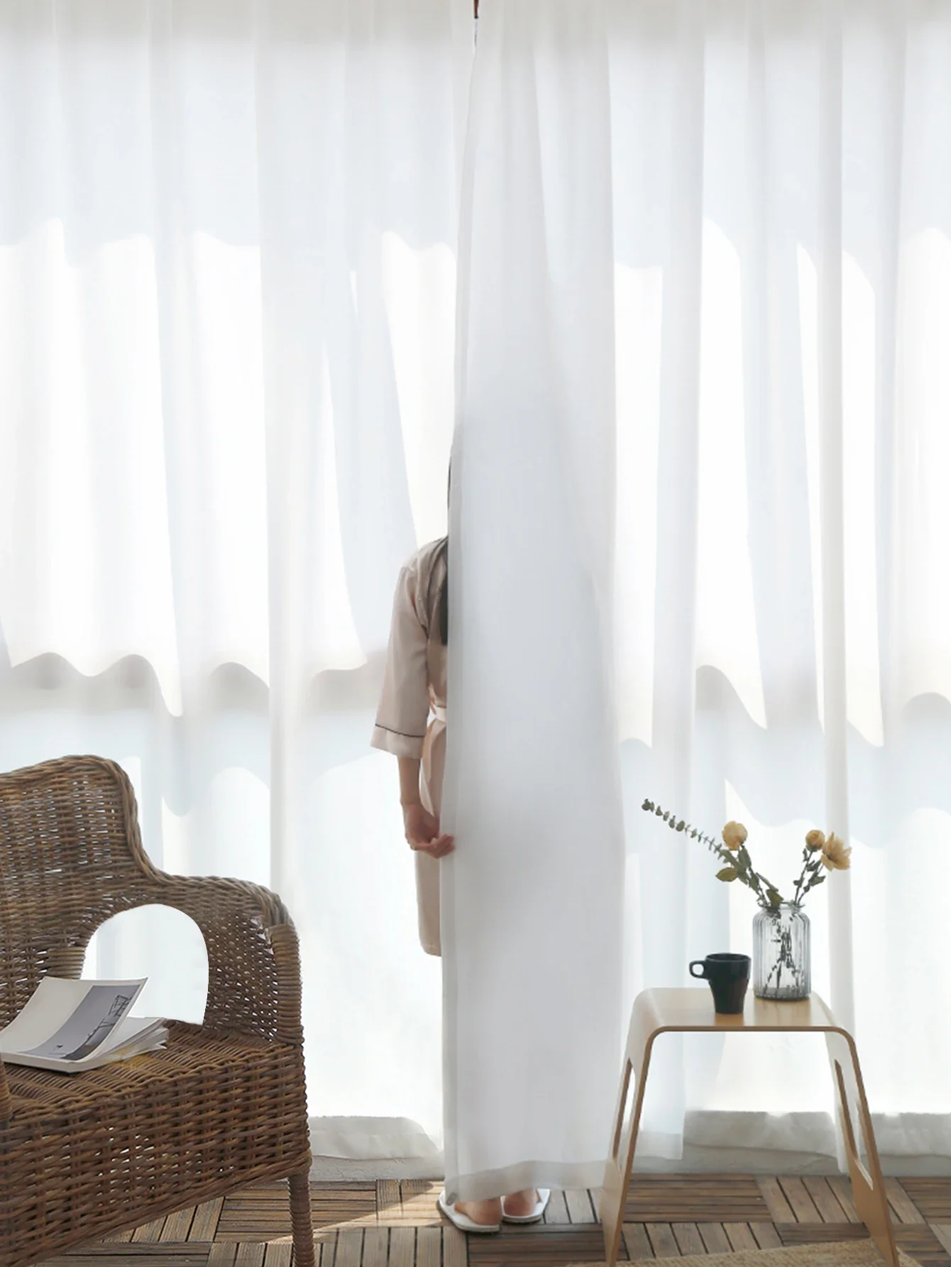 

1pc modern simplicity curtain，white polyester fiber sheer curtain，simple style for living room