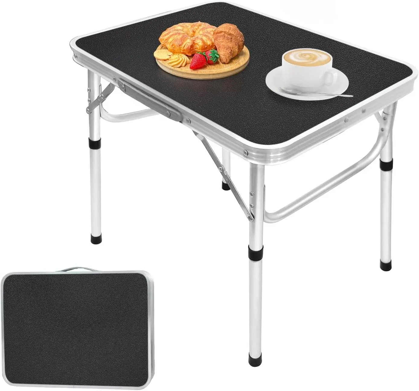 

Folding Aluminum Small Table, Adjustable Height Lightweight Portable Camping Table for Picnic Beach Outdoor