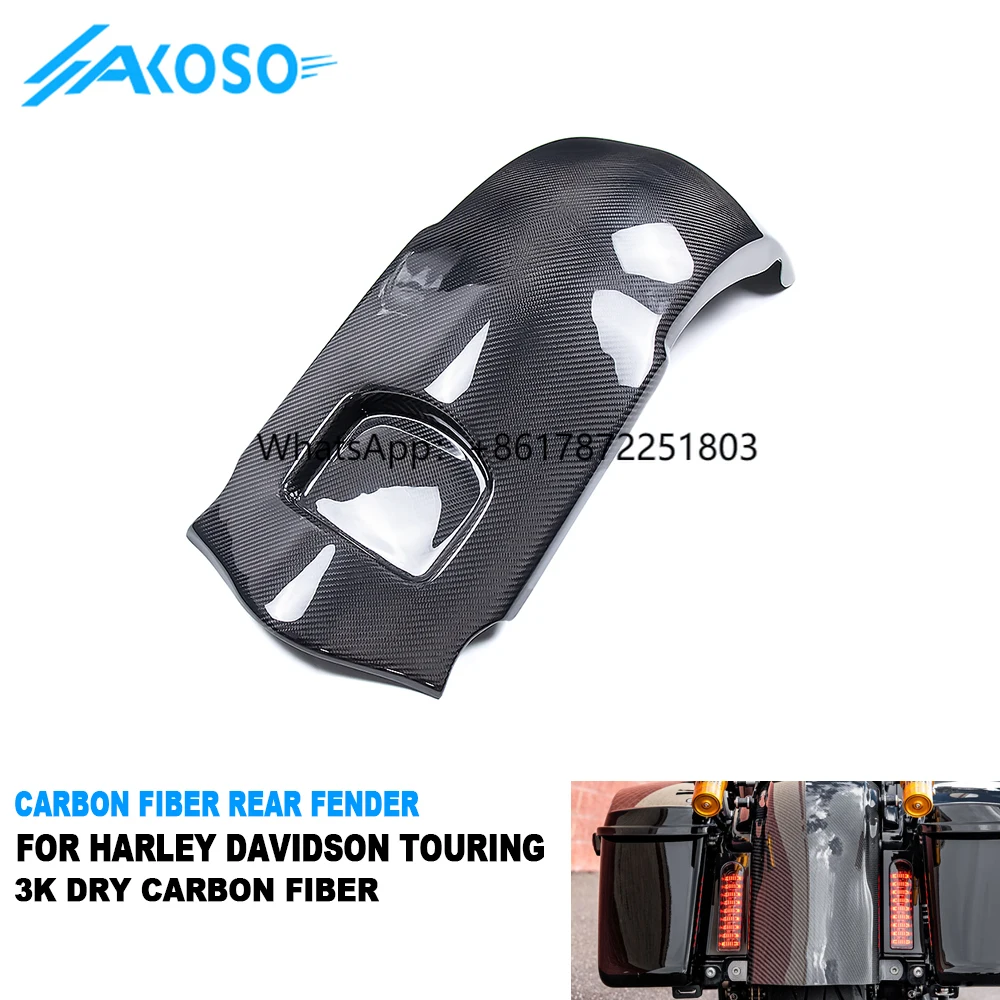 AKOSO Dry Carbon Fiber Motorcycle Rear Fender Hugger for Touring Street Glide Road King Road Glide Custom Bagger