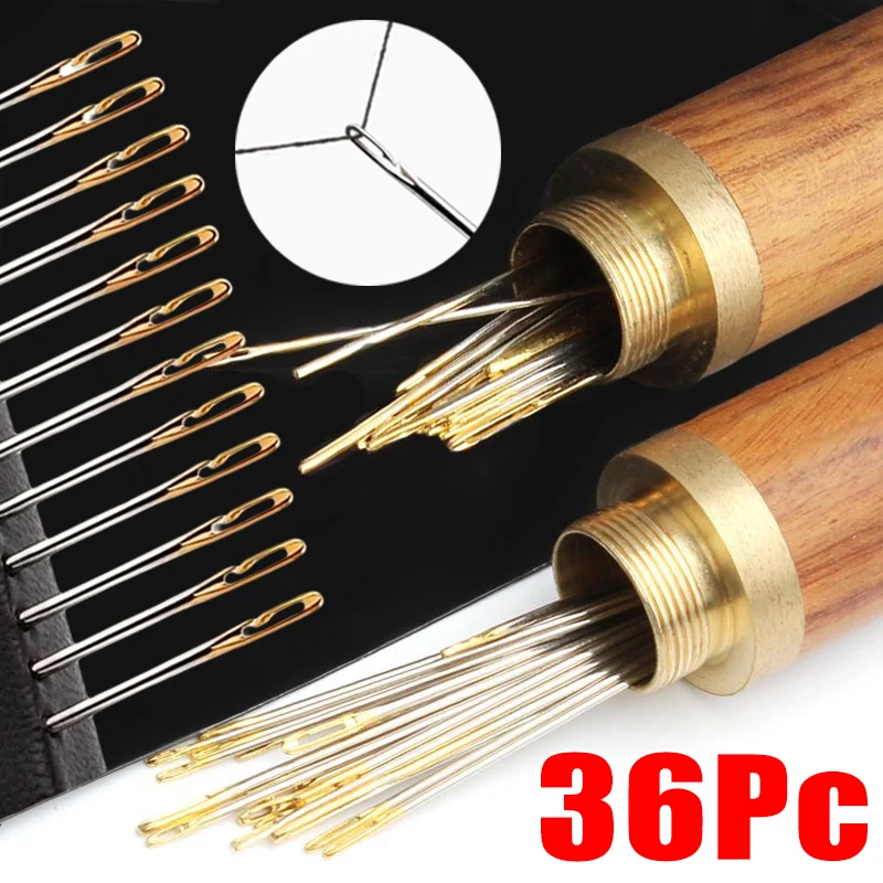 

12-36Pcs Blind Sewing Needles Elderly Big Hole Stainless Steel Needle for Apparel Sewing DIY Jewerly Beading Threading Needles