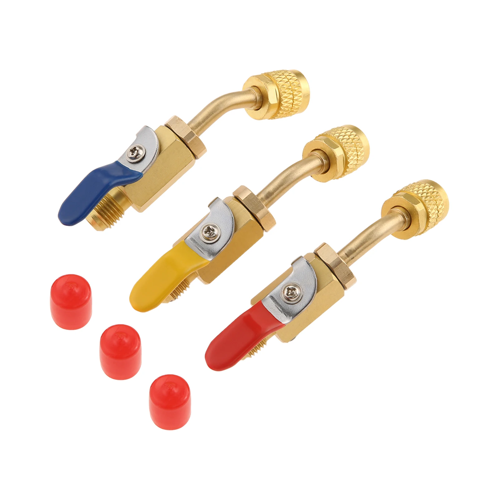 3Pcs brass A2L R-32 R-454B Ball Valve Adapter 1/4