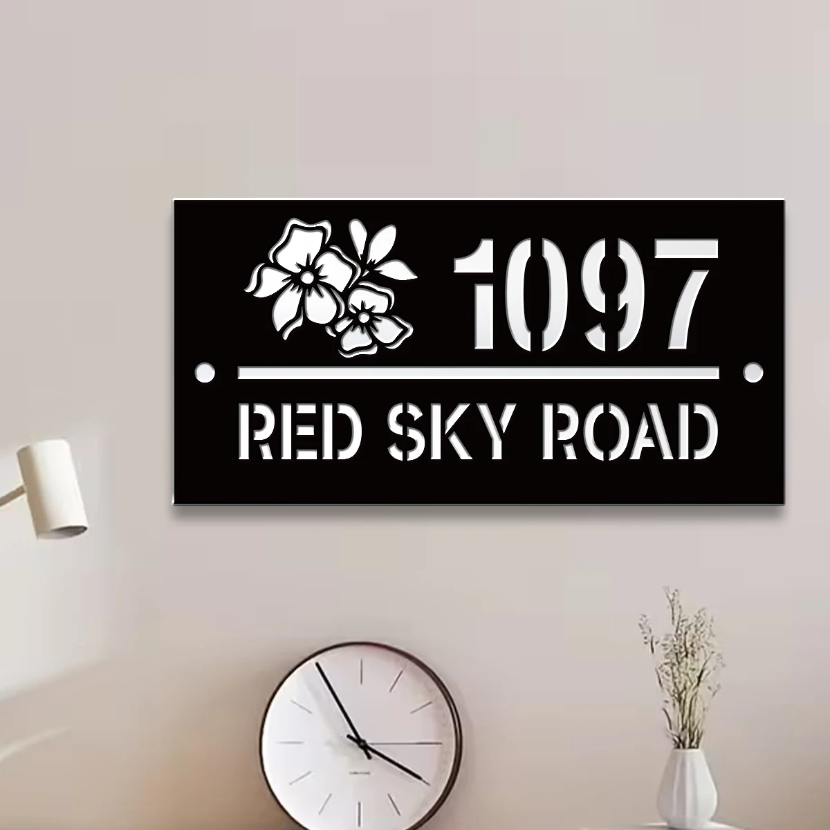 1Pc Custom Garden Flowers Number&Text Acrylic House Number Door Street Sign Plaque,Home Room Garden Decor,Birthday Wedding Gift