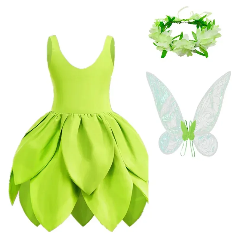 lHalloween Cosplayl Girl Baby Tinker Bell Green Fairy Dress Kids Kindergarten Stage Performance Outfits Children Luxury Elf Cosp - view 2