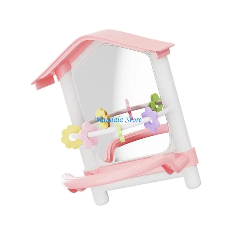 

U2JC Fastenable Parrotlet Mirror Chew Toy Safe Materials Cage Enrichment Decoration