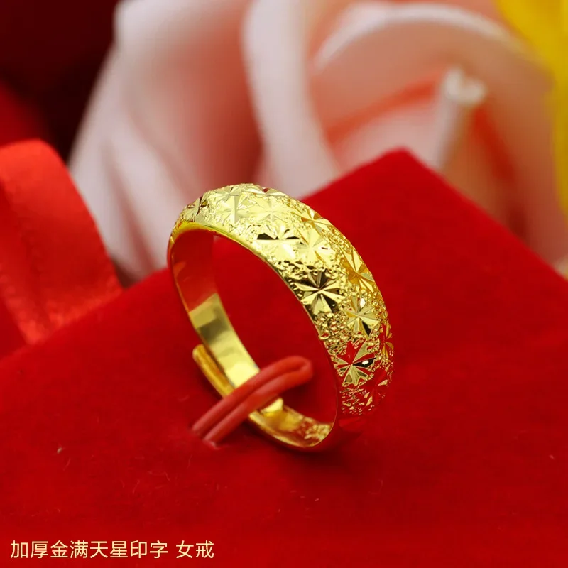 

9999 Real Gold 24K Men's and Women's Pure Gold Jewelry Thickened Gold Gypsy Couple Ring Ring