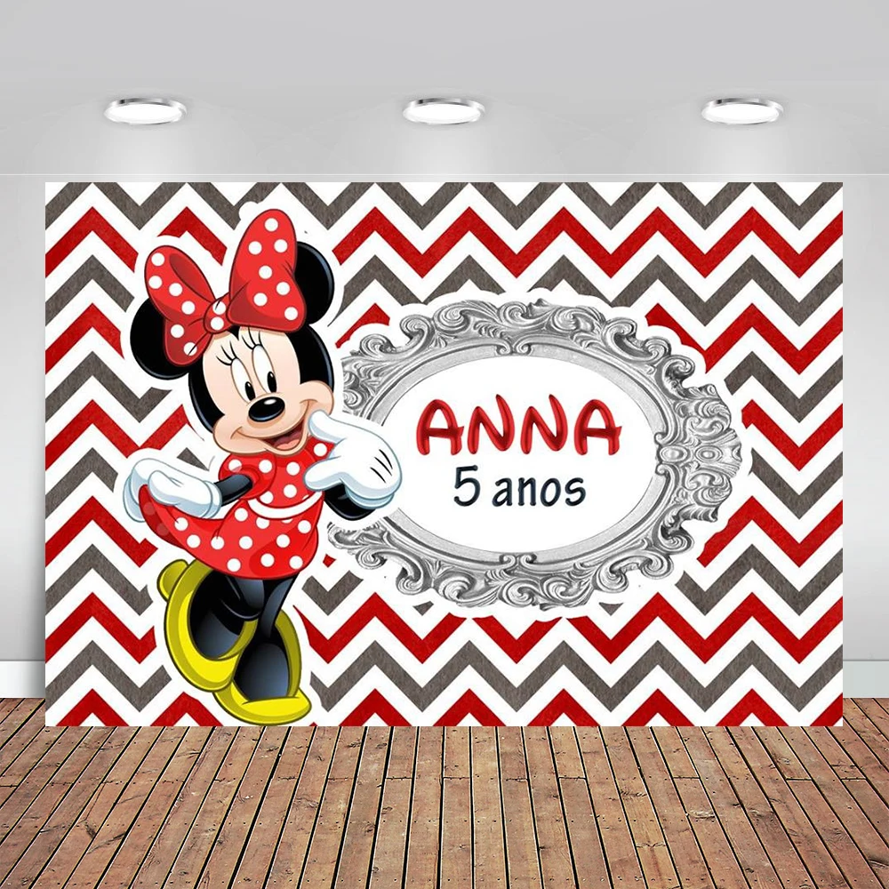 

Customizable Minnie Mouse Photography Backgrounds Vinyl Cloth Photo Shootings Backdrops for Kid Baby Birthday Party Photo Studio