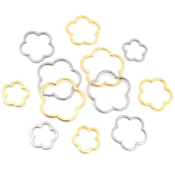 20pcs 3 Size Flowers Charm Gold Stainless Steel Pendant Open Bezels Hollow Pressed Resin Frame Mold Bezel DIY Jewelry Making