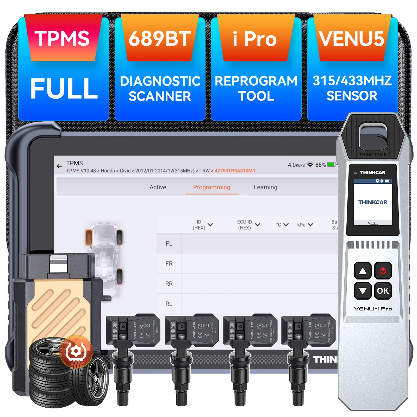 THINKCAR THINKSCAN 689BT OBD2 Diagnostic Tool DOIP CANFD Bi-directional ECU Coding 35 Resets Lifetime Free Update