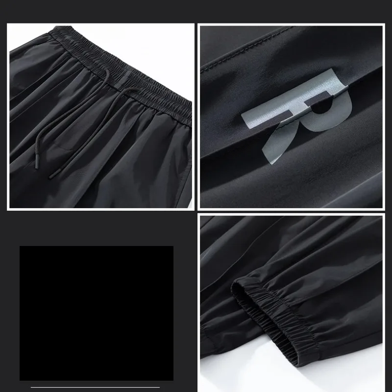 Men's Spring Summer Solid Elastic Pockets Letter High Waist Casual Sports Harlan Hooded Lantern Trousers Office Lady Pants