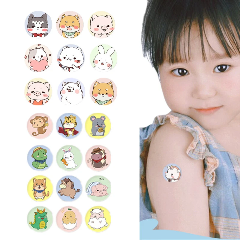 120pcs/set Kids Children Vaccination Stickers Band Aid Round Circle Shaped Wound Hole Patch Wound Dressing Plaster Bandages