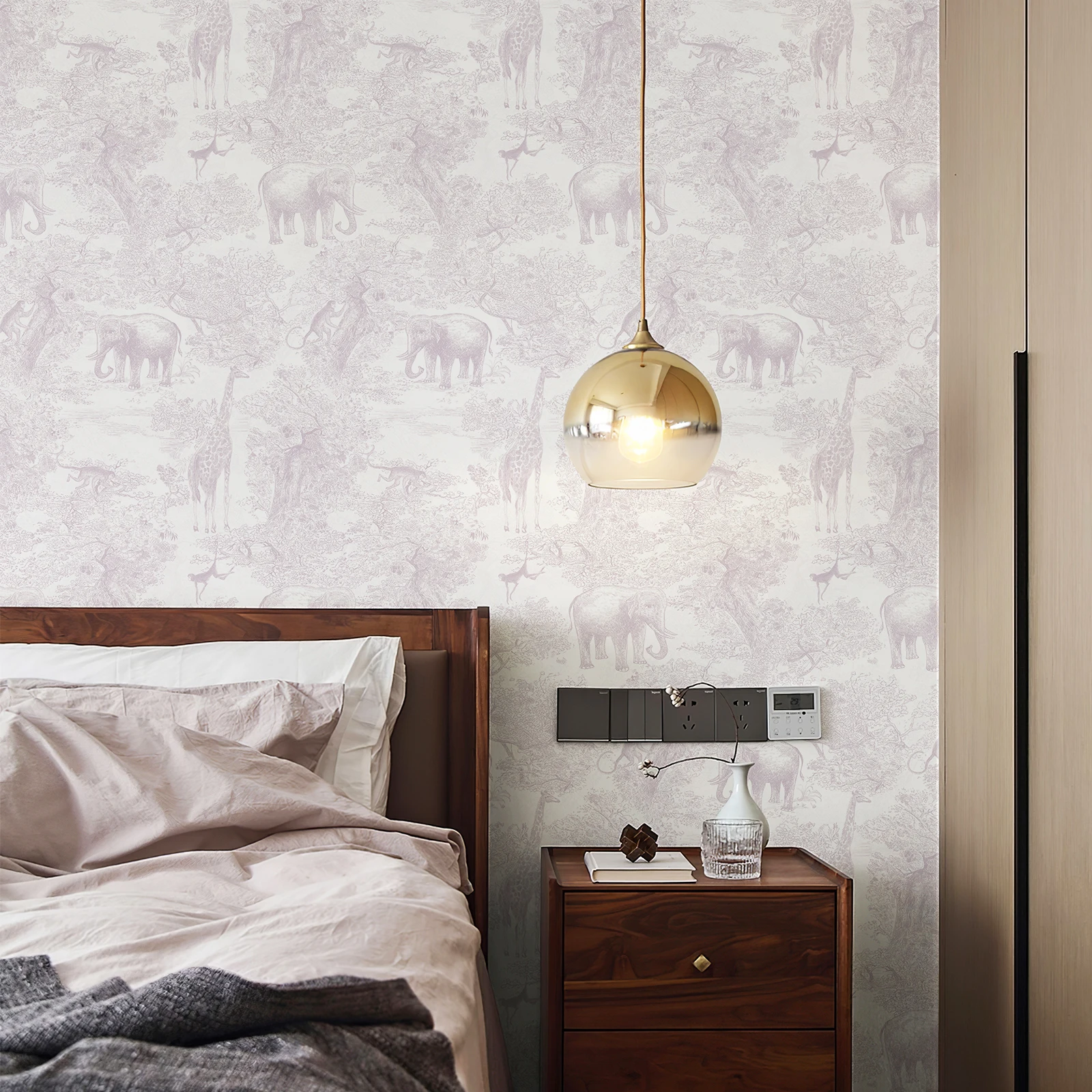 

Самоклеящиеся розовые обои с изображением животных джунглей, слона и жирафа, съемный винил для детской комнаты