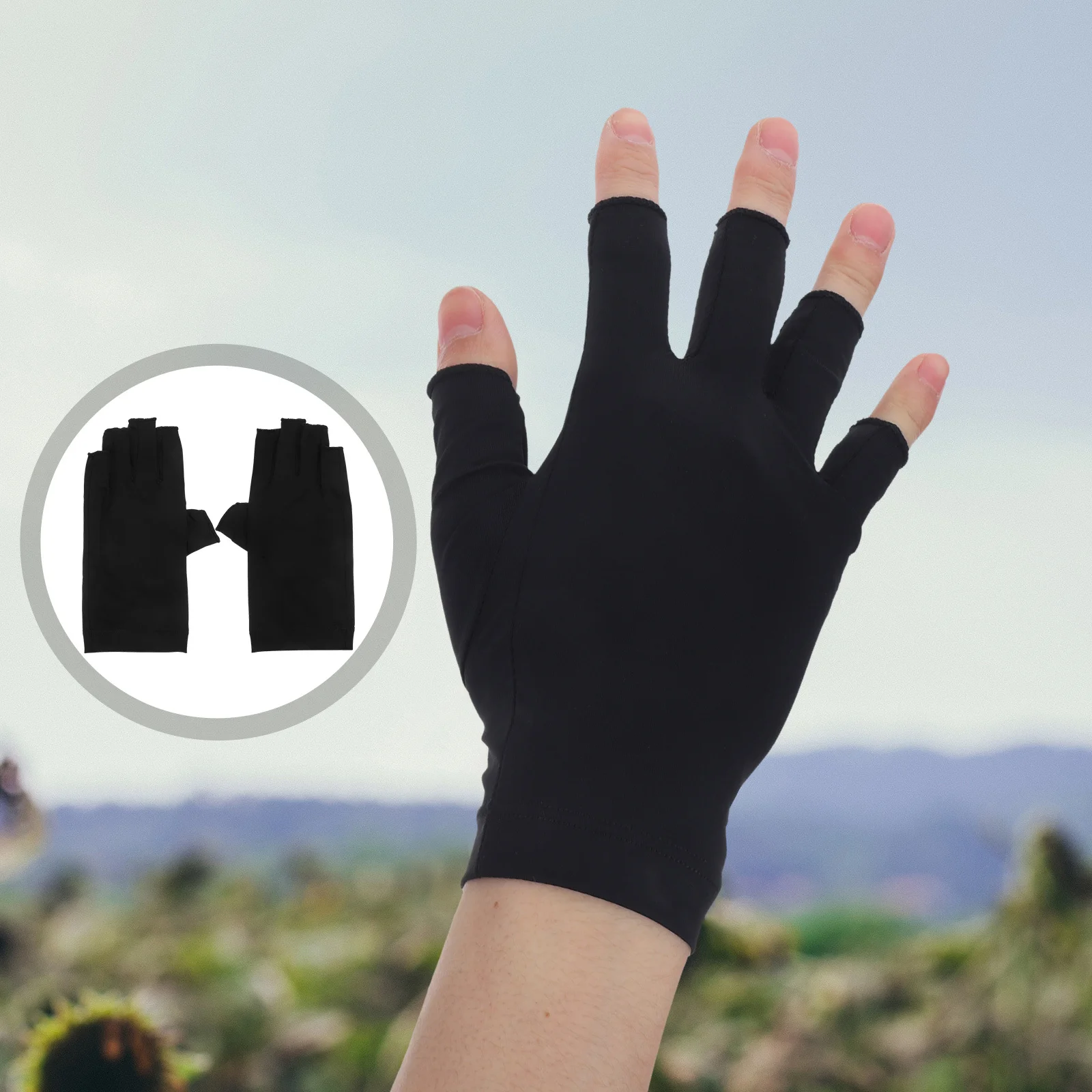 

1Pair Gel Nail Manicure Gloves Uv Protection Fingerless Design Sweat Absorbing Comfortable Fit Hand Skin Defense Premium