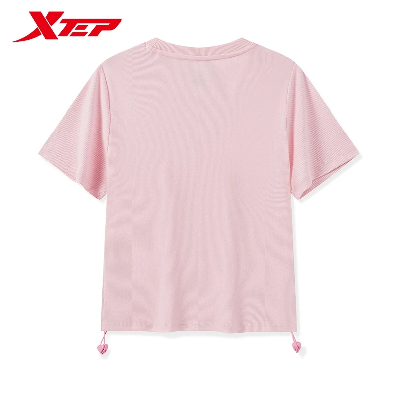 Xtep Short Sleeve Knitted Shirt For Women 2024 Summer Leisure Women\'s T-shirt Comfortable Breathable Outdoor Tops 976228010475