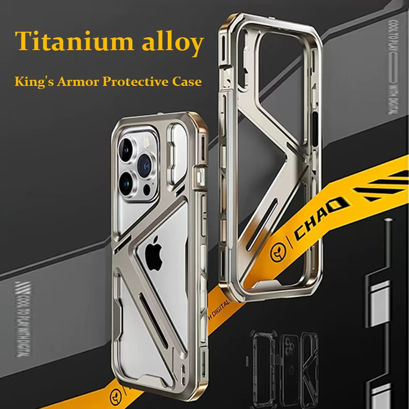 

Original Machine Titanium Alloy Armor Removable Phone Case For iPhone 15 14 Pro Max Metal Mechanical Shell Shockproof Cover