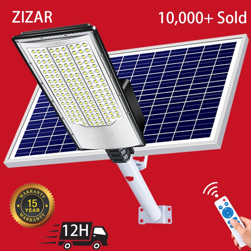 

ZIzar Led Outdoor Solar Street Lamps With Remote Control Energy Saving Ip65 Waterproof 30000mah Waterproof Automatic Dusk To Daw