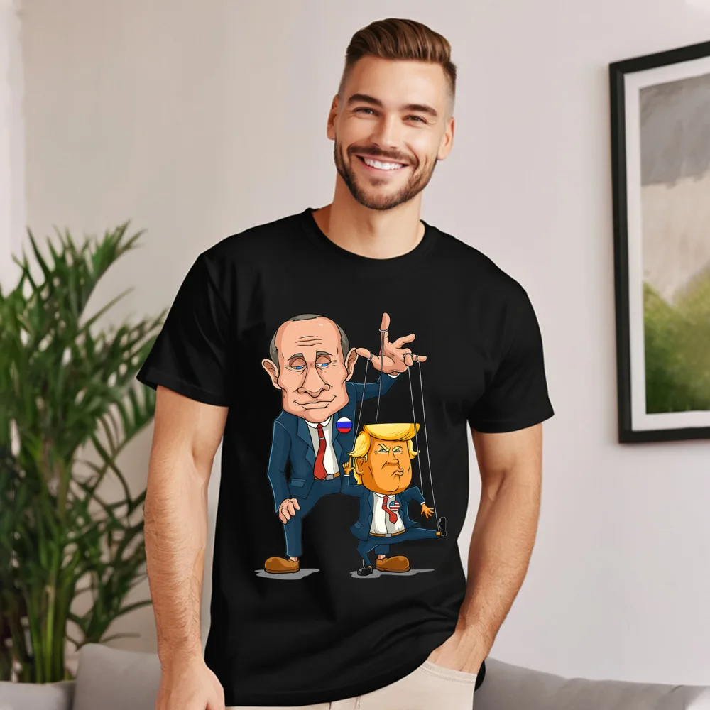 Discount Man Tshirts Crew Neck Short Sleeve 100% Cotton Fabric Impeach Puppet Trump and Putin Tops & Tees Outdoor T Shirts