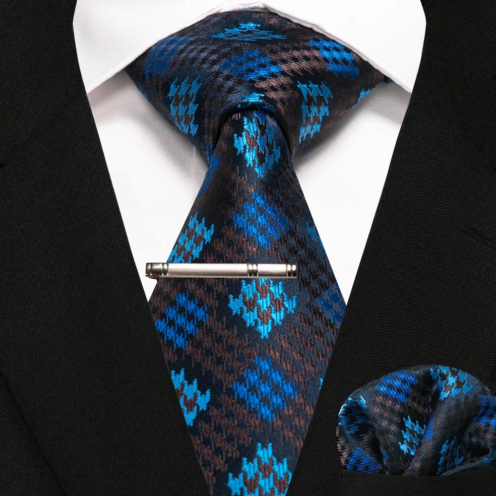 Grün Schwarz Plaid Streifen Krawatte für Männer Mode Seide Hochzeit Krawatte Einstecktuch Manschettenknopf Set Geschenk Herren Krawatte Business Party Zubehör – Detail 22