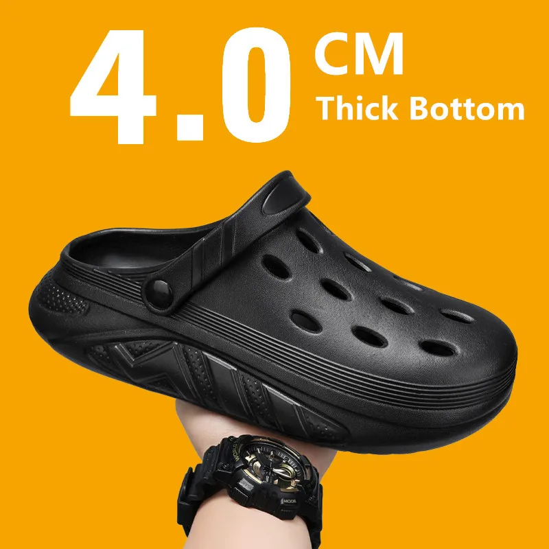 

Новые летние мужские сандалии, модные тапочки из ЭВА, домашняя и уличная обувь с толстыми отверстиями, роскошная пляжная мужская садовая обувь, размер 40-45