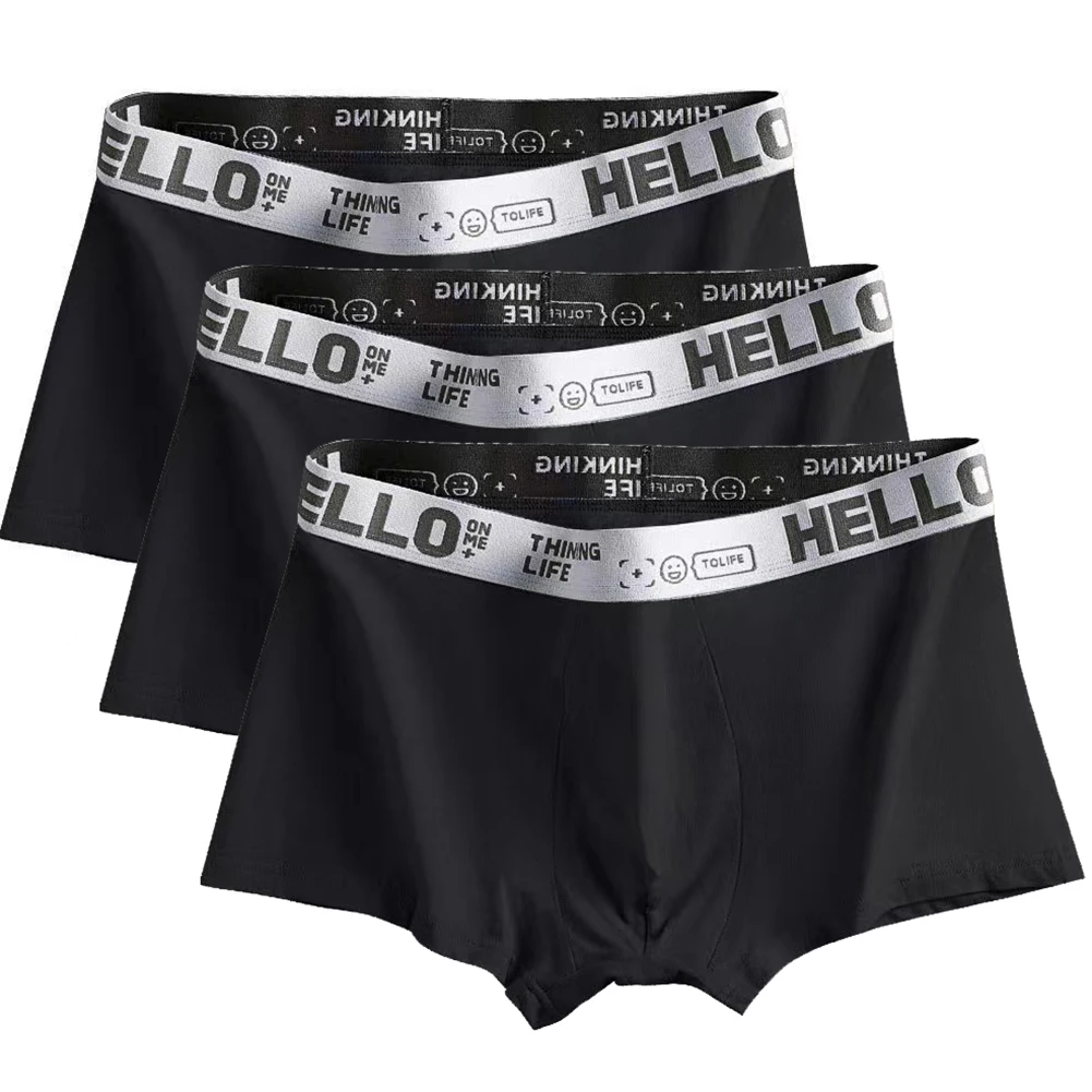 3Pcs Set Of Men Letter Waistband Personalized Boxer Shorts Fashion Trend Men Close Fitting Boxer Shorts Men's Stretch Underwear