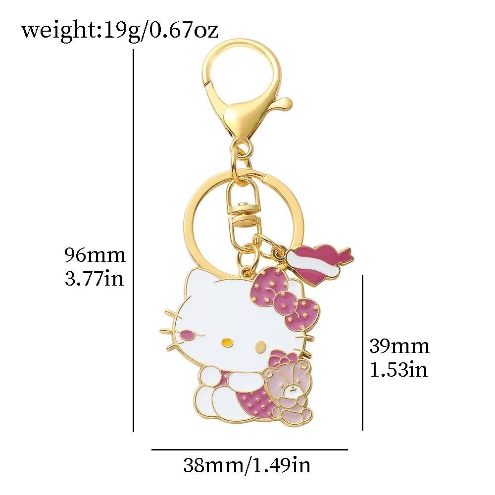 Anime Sanrio Keychain Cartoon Figure Kitty Cat Kuromi Cinnamoroll Metal Badge Pendant Keyring Kawaii Jewelry Accessories Gifts