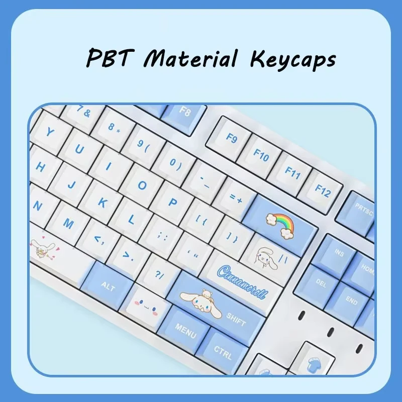 Kawaii Sanrio Cinnamoroll Mechanical Keyboard, Pbt Sublimation Keycaps 87 Keys, Compact Wired Gaming Keyboard for Home Office view 5
