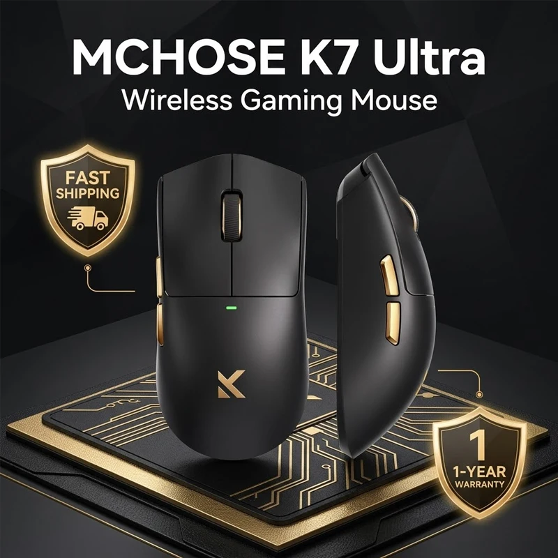 MCHOSE K7 Ultra Wireless Gaming Mouse PAW3950 Dual 8K Polling Rate Lightweight Magnetic Wireless Charging Dock Esports Office