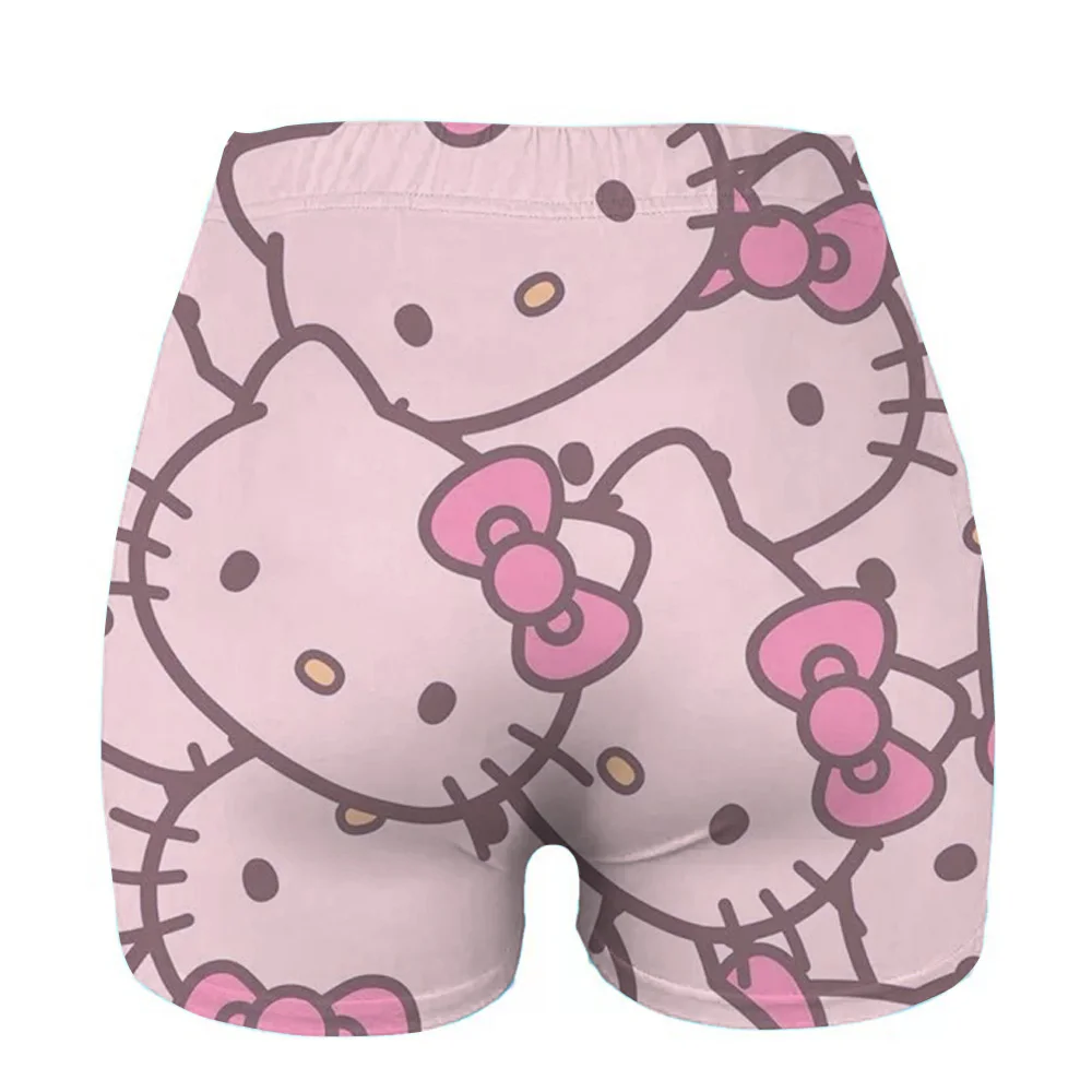 Pantaloncini da donna Pantaloncini sportivi da fitness per donna Ciclismo Jogging Fitness Hello Kitty stampa Pantaloncini da palestra push up Leggings Donna Yoga