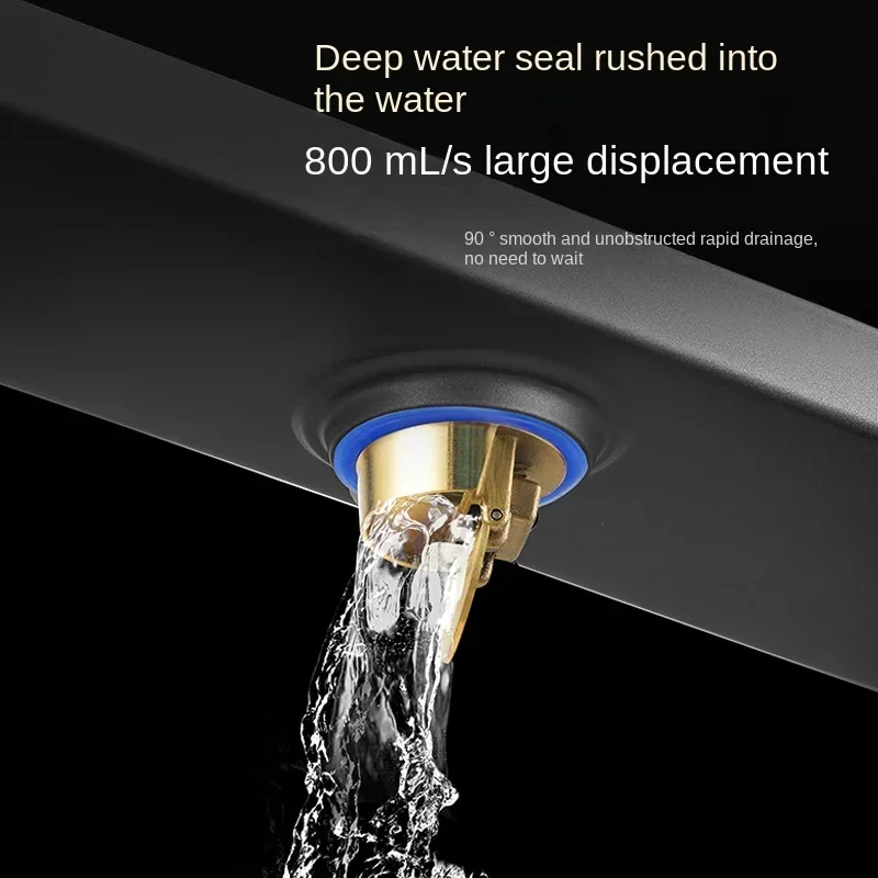 20CM-90CM Floor Drain 304 Stainless Steel Rectangle Anti-odor Bath Shower Tray Long，Bathroom Floor Drain Anti Odor Shower Drain