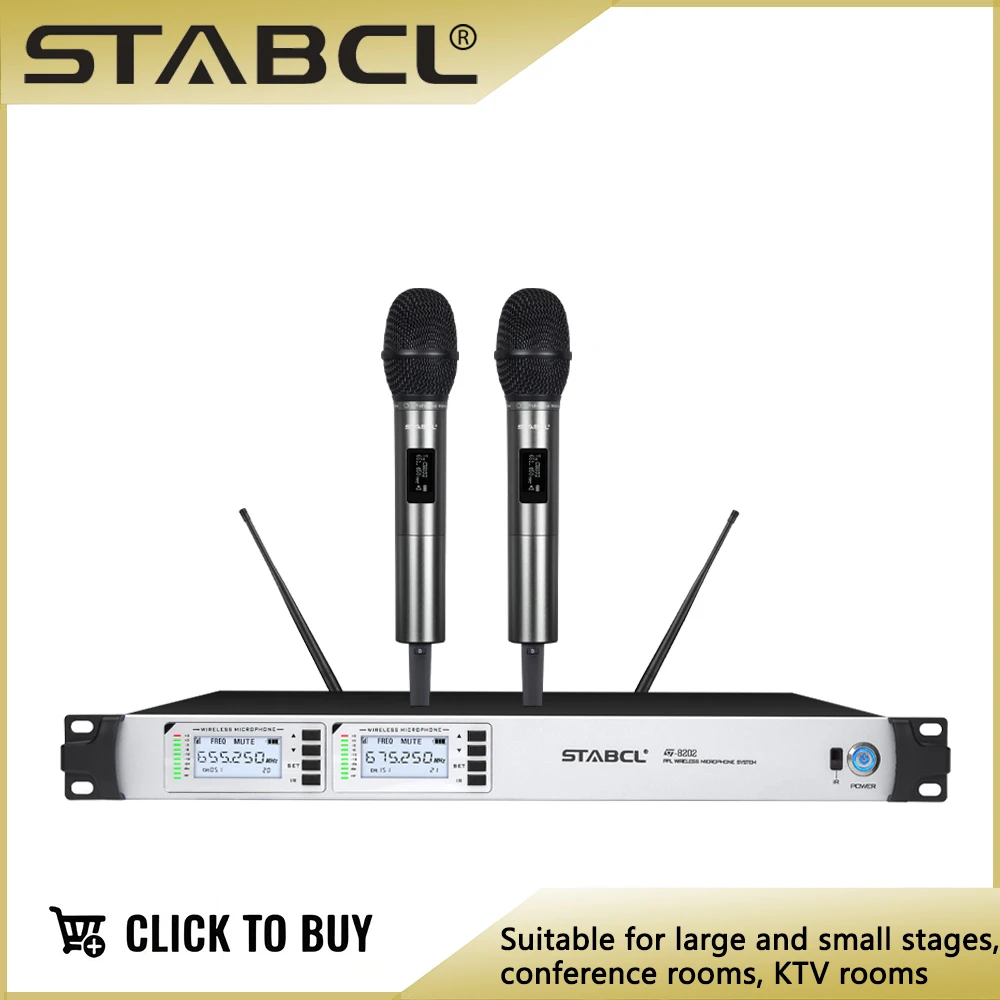 

STABCL Professional UHF Wireless Microphone System 2 Channel Wireless Gooseneck Microphone for Speech Event Teaching