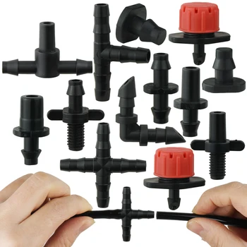 Raccord d'irrigation goutte à goutte barbelé, connecteur de tuyau, tube 1/4 en effet, pot de fleur, jardin, pelouse, 1-50 pièces, 4mm, 7mm