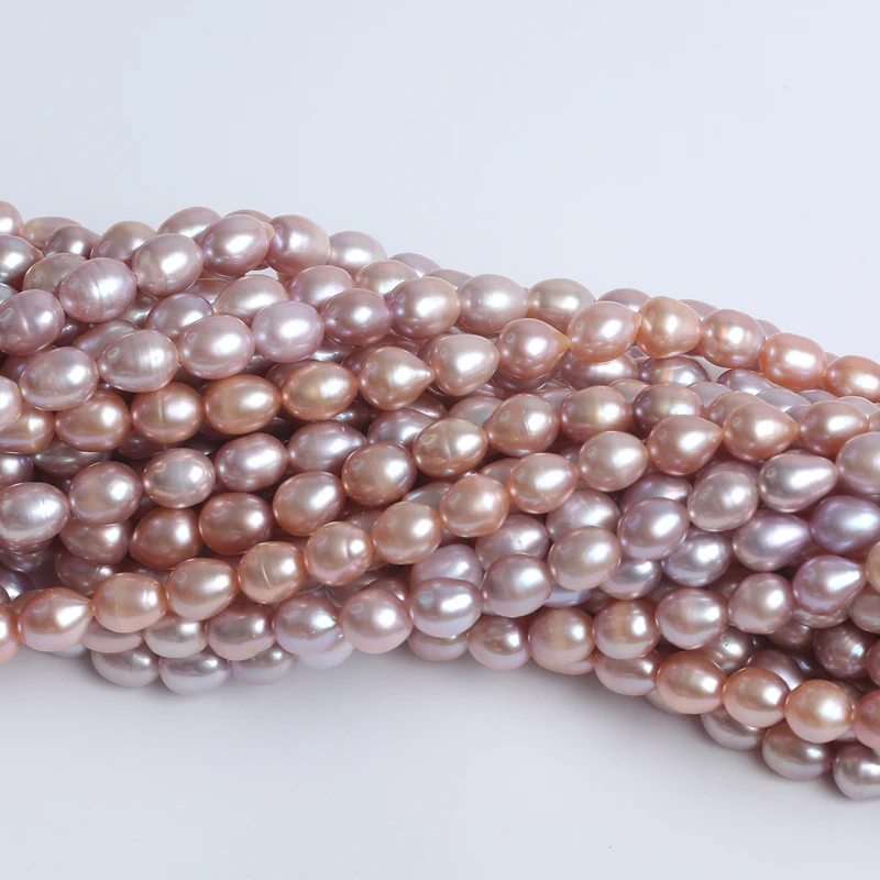 8-9mm AAA White Pink Purple Natural Loose Beads Real Freshwater Rice Pearl Strand