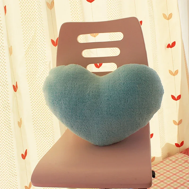 Heart-shaped Pillow Plush Solid Colour  Blocked Pink Green Red Yellow Love Pillow Sofa Decoration Cushion