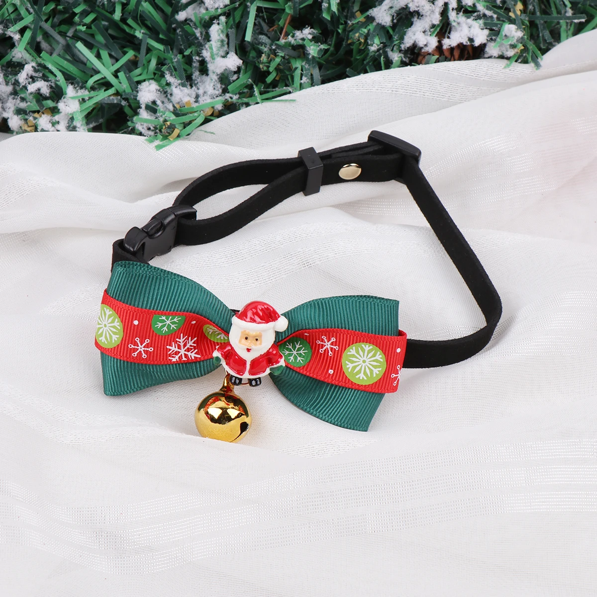

Christmas Collar For Dog Cat Kitten Bell Bow-Knot Decor Adjustable Simple Comfortable Necklace Bright Festive Design Adorable